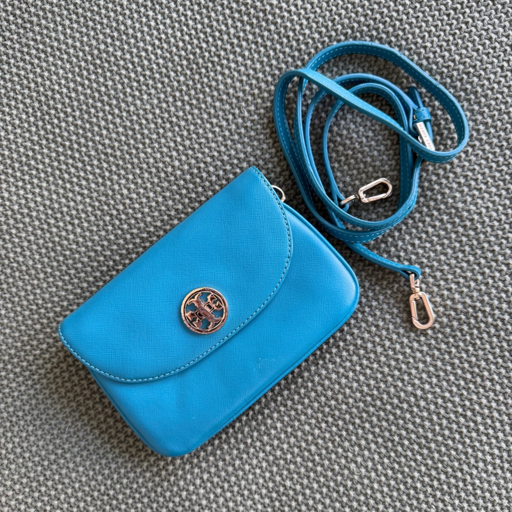Tory Burch Turquoise Robinson Small Crossbody Bag